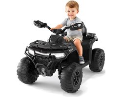 HOERFURIY-Elektrische kinderauto-Elektrische quad voor kinderen 12V, 4-wielige terreinwagen met 2 motoren, afstandsbediening Bluetooth, USB, vanaf 3 jaar, wit