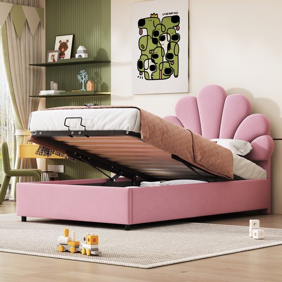 TIZZ Gestoffeerd bed, 90 x 200 cm, eenpersoonsbed, kinderbed