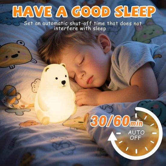 Oplaadbaar nachtlampje voor kinderen, nachtlampje voor baby's, 3-standen verstelbare LED-helderheid, bedlampje met siliconen touch, geschikt voor decoratie in kinder- en volwassenenkamers. van Merkloos — afbeelding 5