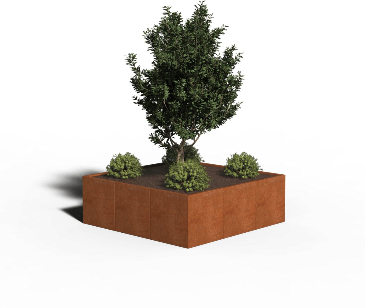 Cortenstaal Plantenbak Vierkant | 180 x 180 x 80 | Zonder bodem