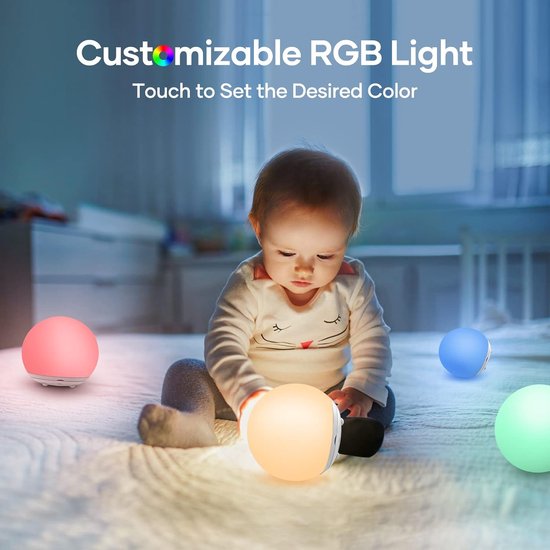 Nachtlampje voor kinderen, USB-oplaadbaar bedlampje, nachtlampje voor baby's met traploos dimbaar warm licht en 7-kleuren licht, aanraakschakelaar voor in de slaapkamer en timer. van Merkloos — afbeelding 3