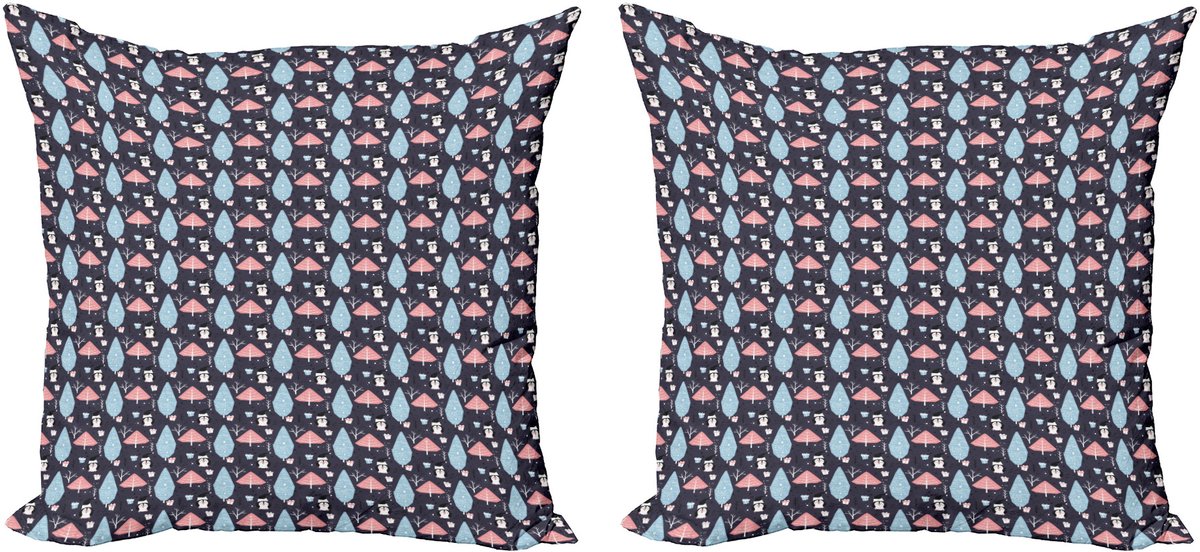 New Bed Noordbossen Pinguïns Dozen Bomen Decoratieve Sierkussenhoes Set van 4 voor Bank Slaapkamer Woonkamer, 61cm x 61cm Gedrukte Kussenhoes Veelkleurig