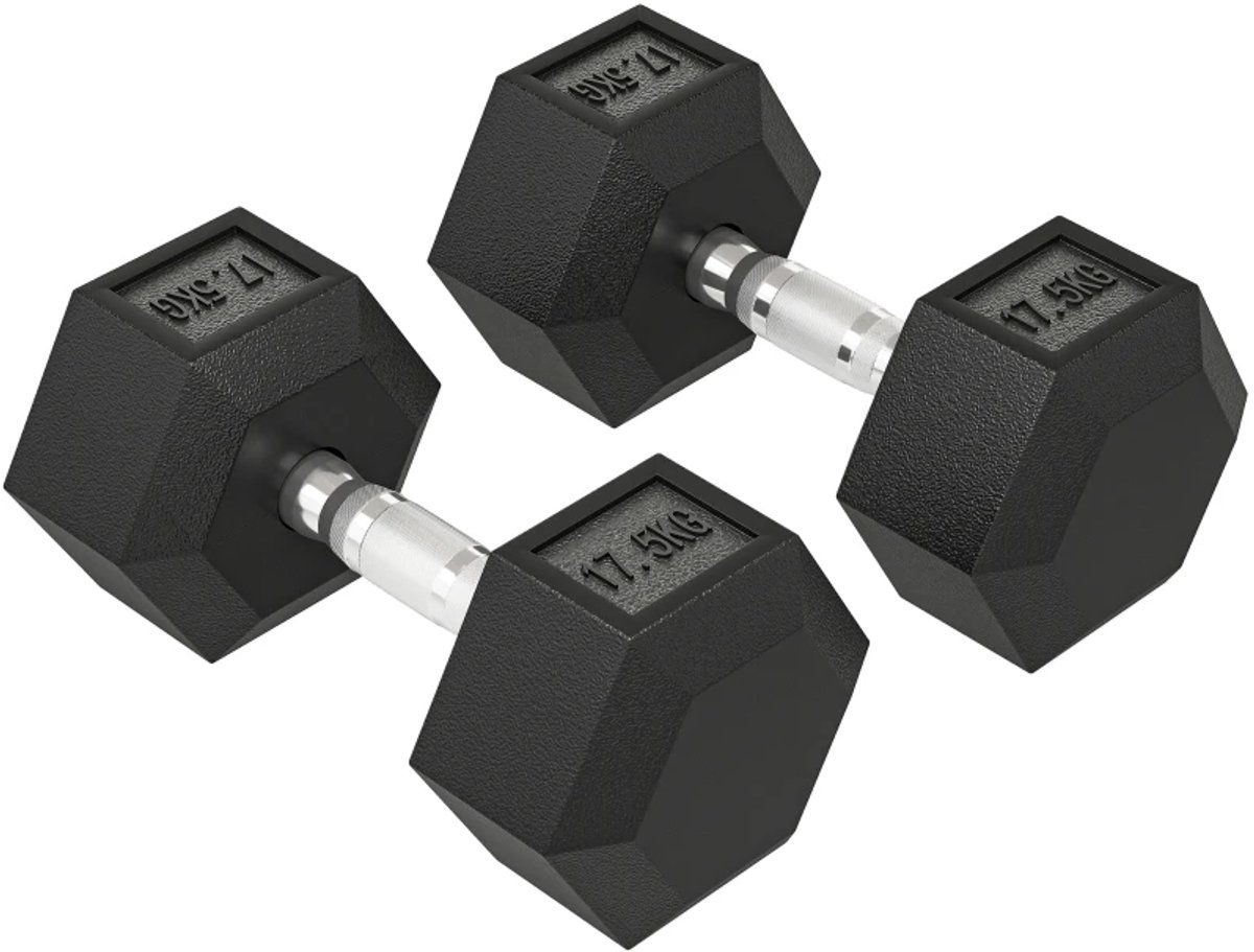 Dumbbells 35 kg - Halter - Set van 2 - Hexagonaal Design - Antislip Grip - Gewichten Set - Halterset - Dumbbell Set - Krachttraining - Fitness - Gym - Geschikt voor Thuis en Sportschool – foto 7