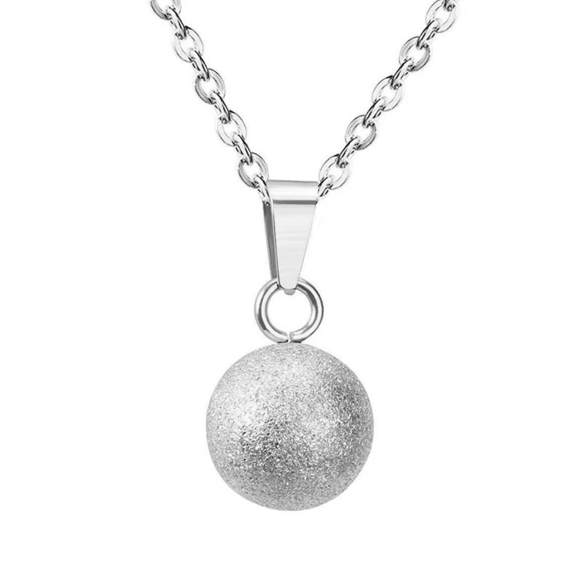 Planet Pink - Ketting glitter planeet zilver - Stainless Steel - Roestvrij Staal rvs - Waterproof