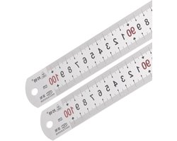 EGoods - 2-delige set met roestvrijstalen linialen voor architectonisch ontwerp - Meetgereedschap met dubbele rechte rand - 1 m/40 inch x 1,5 inch