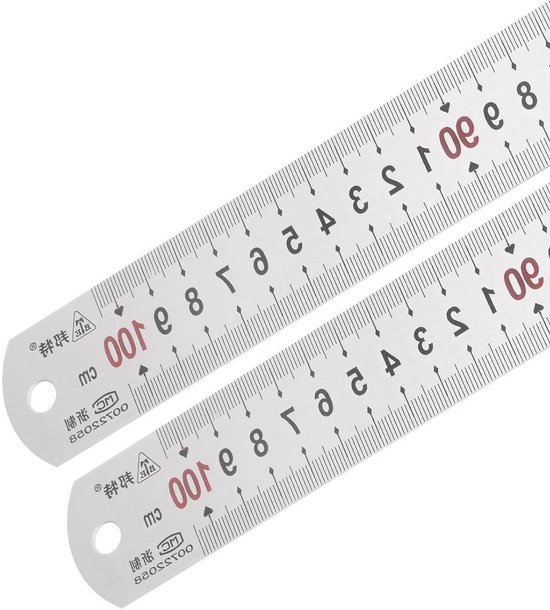 EGoods - 2-delige set met roestvrijstalen linialen voor architectonisch ontwerp - Meetgereedschap met dubbele rechte rand - 1 m/40 inch x 1,5 inch