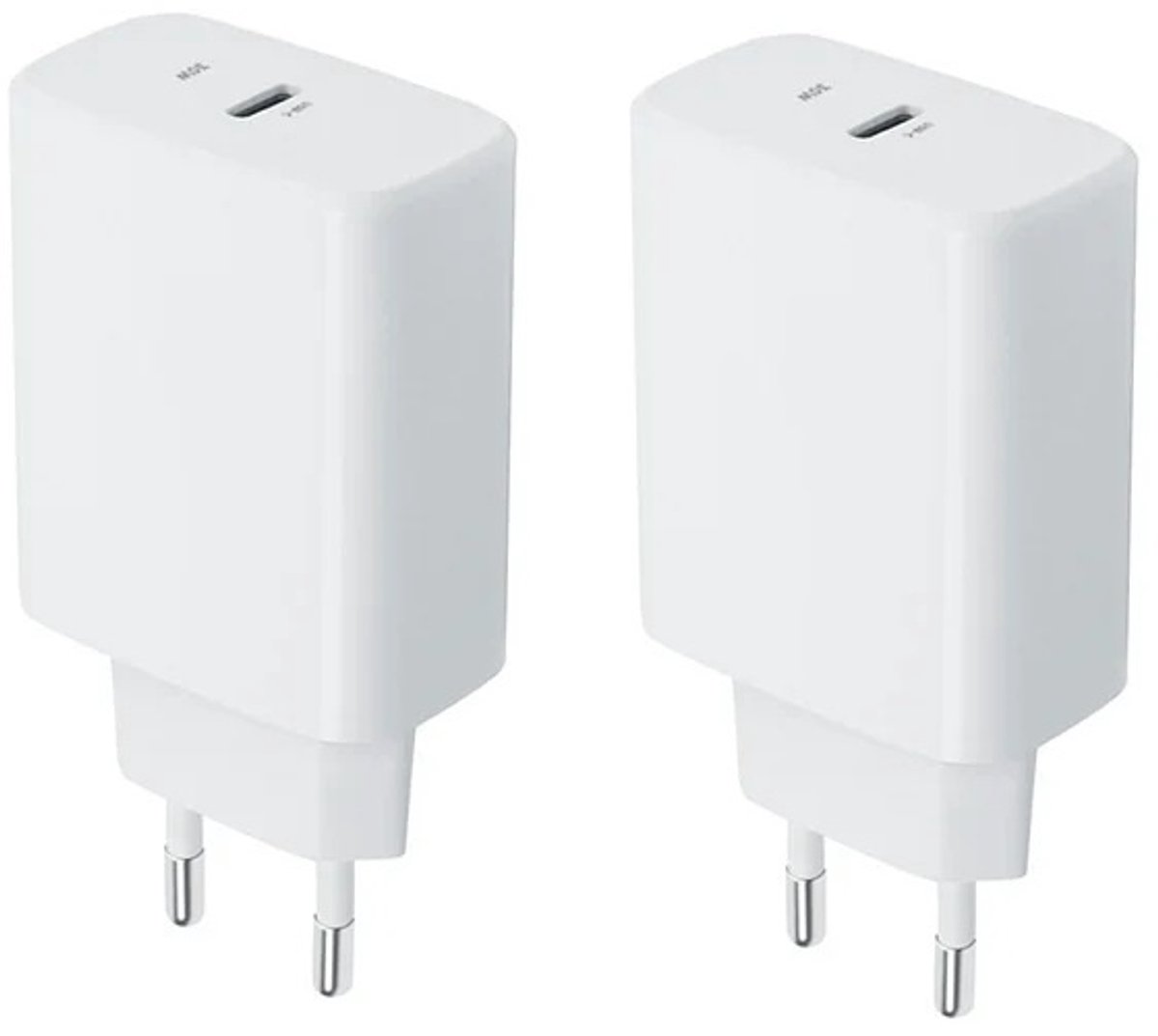 2 stuks OneOne 30W super snellader. Witte oplader met USB C. PD en Quick Charge lader adapter past op Apple iPhone 15, iPhone 15 Plus, 15 Pro, 15 Pro Max, iPhone 16, 16 Plus, 16 Pro, iPhone 17, 17 Air, 17 Pro, 17 Ultra