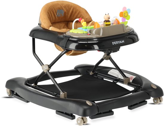 Deryan Luxe Walker - Fonction balançoire - Comprend un ensemble de jeu et un plateau - Zwart