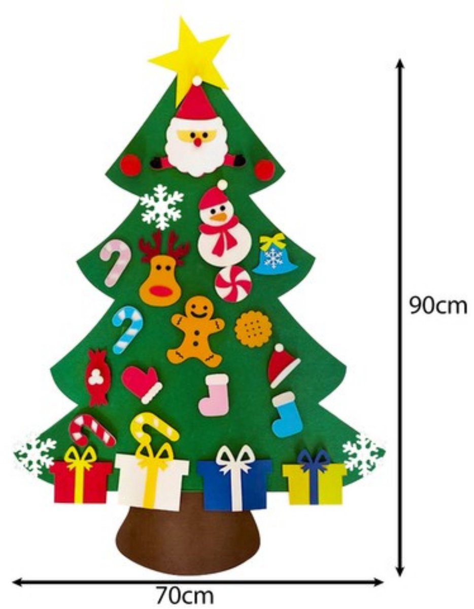 Ruhhy DIY Vilt Kerstboom - Inclusief 26 Versieringen - Herbruikbare Kerstdecoratie – foto 6