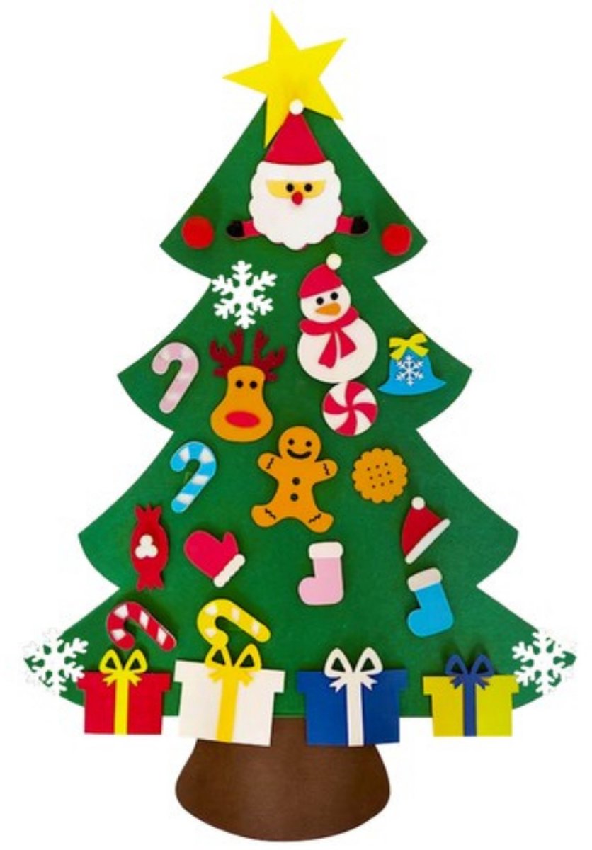 Ruhhy DIY Vilt Kerstboom - Inclusief 26 Versieringen - Herbruikbare Kerstdecoratie – foto 5