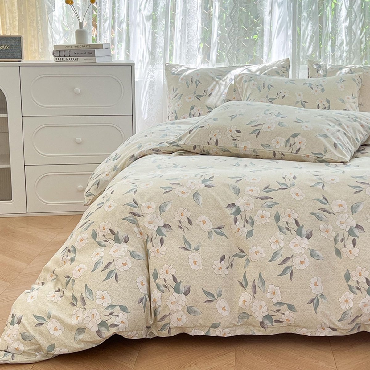 Unyqoos Stijlvol en comfortabel microvezel beddengoed met bloemenpatroon Kleurjik