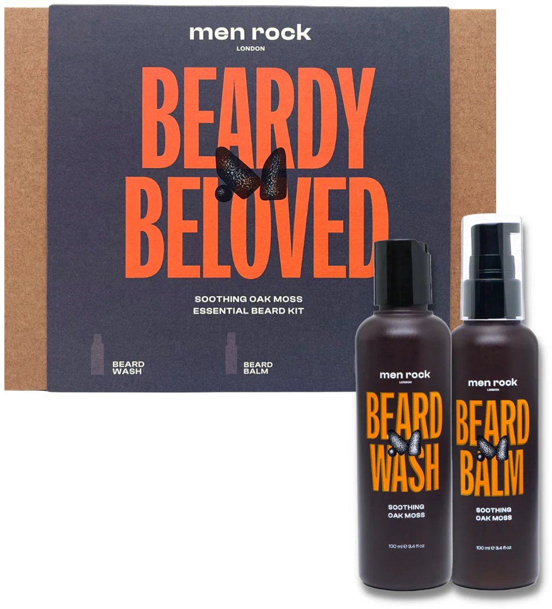 Men Rock London Baard Kado Set Soothing Oak Moss (Baardbalm + Baardshampoo) Hoogwaardige & natuurlijke producten in een mooie KADOSET voor de man!