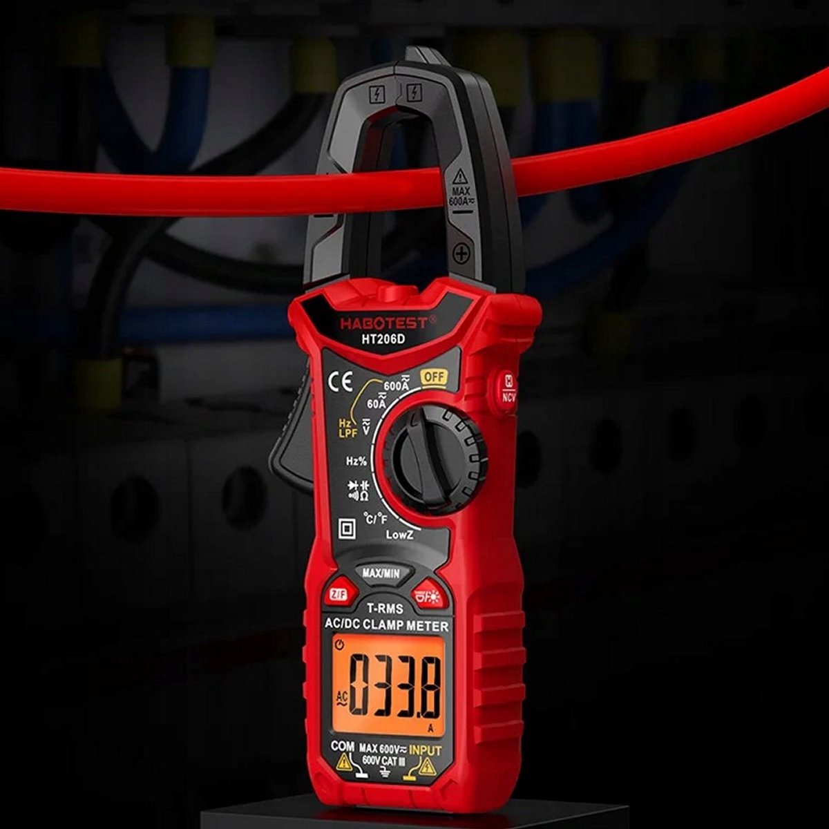 Habotest HT206D - Digitale Stroomtang Multimeter - True RMS - AC/DC Stroom & Spanning - NCV - Inclusief Etui en Batterijen