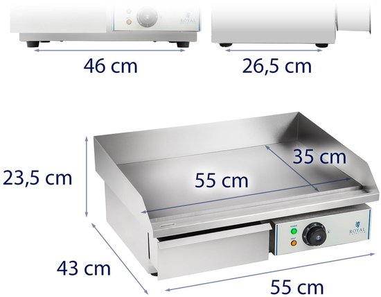 Elektrische bakplaat - 55 cm - glad - 1 x 3.000 W - Royal Catering — afbeelding 2