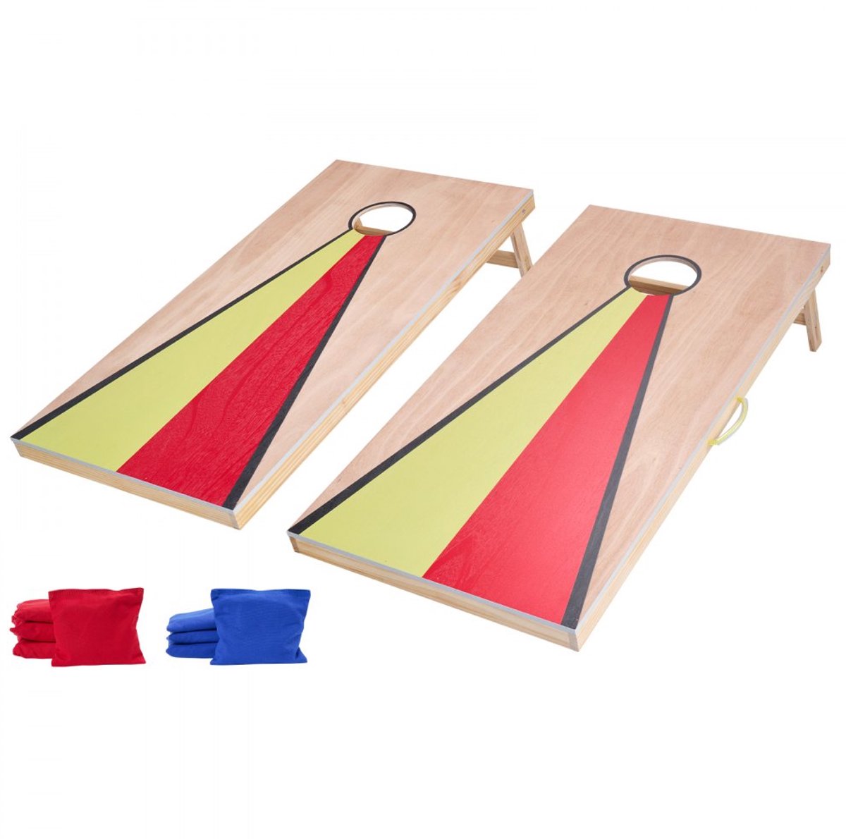 Cornhole set - 2 Spelborden - Inclusief 8 Zandzakjes - Draagbaar Met Handvat - Massief Hout - Voor Tuin & Camping - 125,5 x 60 x 30,2 cm