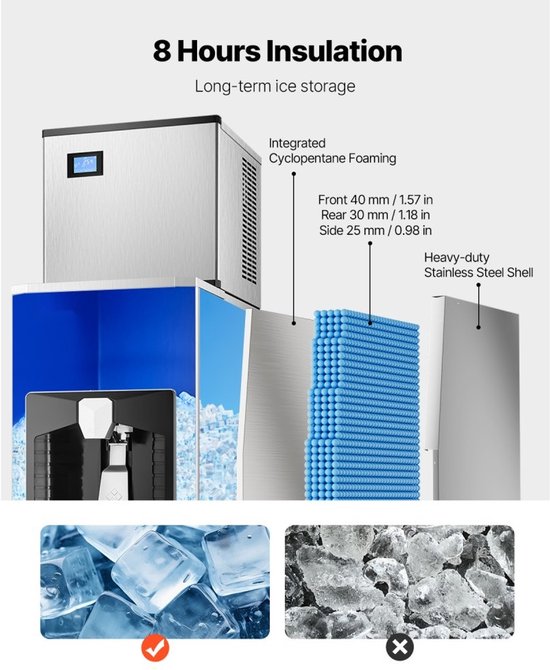 IJsblokjesmachine - Commerciële IJsmachine - 136 kg/dag Capaciteit - 80 kg Opslagbak - Automatische IJsdispenser 9 kg/min - Zelfreinigend - Touchscreen van Merkloos — afbeelding 3