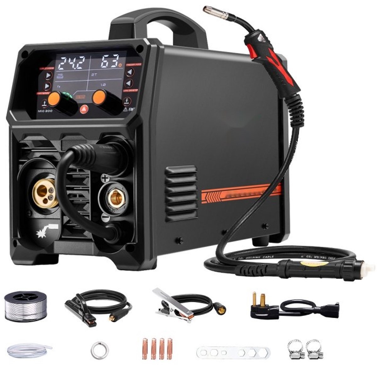 MIG/MAG lasmachine - Multi-proces 4-in-1 - 200 A - Synergisch - Gas & gasloos (gevulde draad) - MMA/elektrode & Lift TIG - IGBT-inverter - LCD-display
