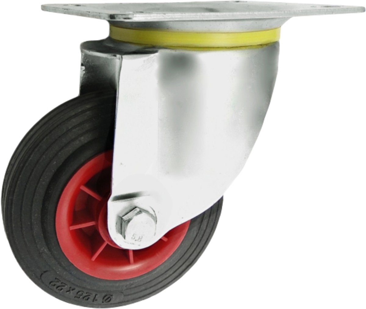 Zwenkbaar Wiel Fi 125 - 80kg Belastbaar - Kunststof/Rubber