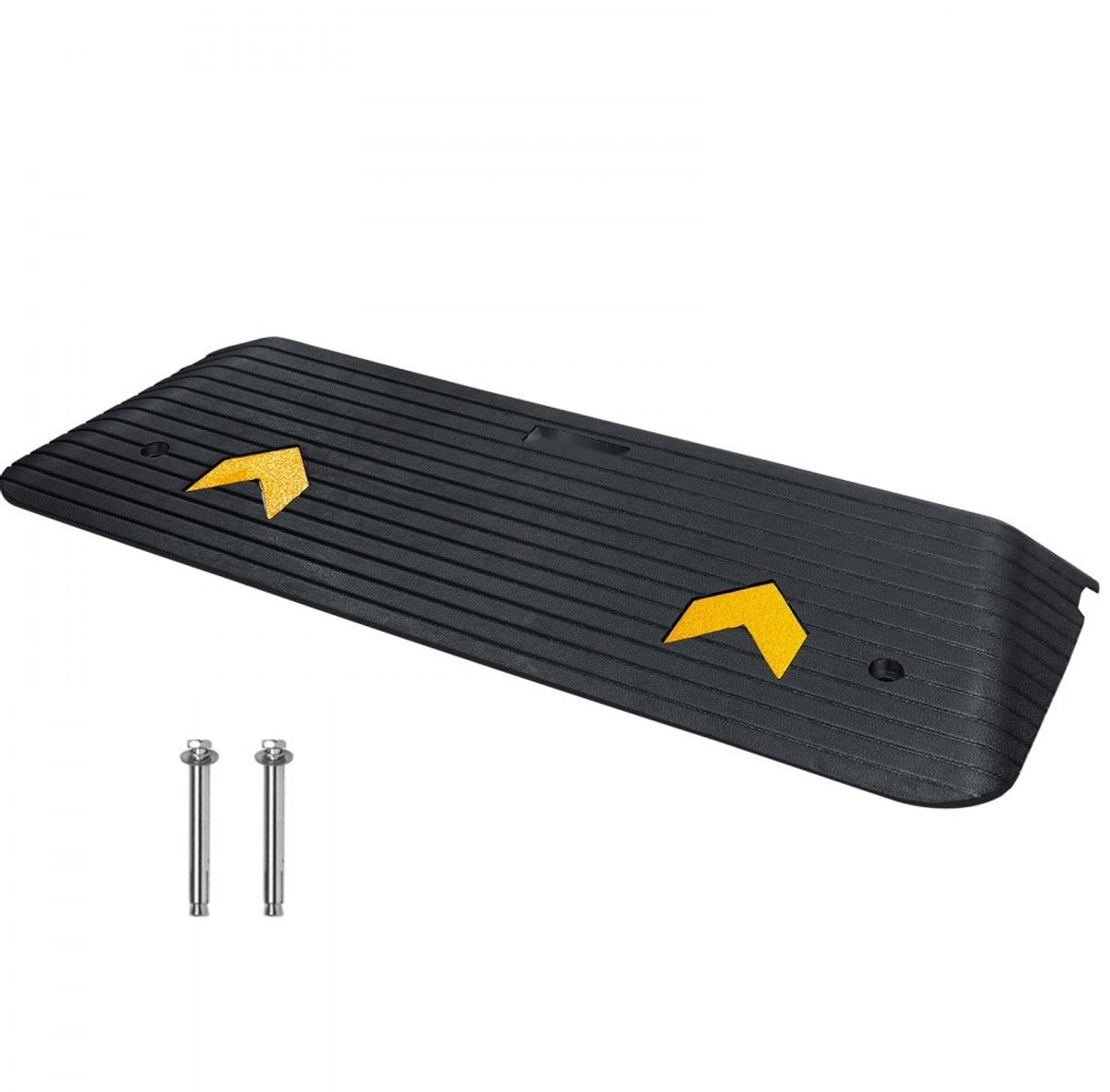 Rubberen drempelhelling - Stoephelling met doorvoerkanaal - Draagvermogen 15 ton - Afmeting 111 x 40,6 x 5 cm - Massief rubber antislip - Voor rolstoel en auto - Stoepranden
