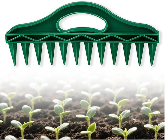 2-delige zaaimachineset - Zaadverdeler - Harkopeningmachine - Zaaimachine - Zaadafstandhouder - Zaaimachine met meerdere gaten - Opkweken van zaailingen - Tuingereedschap - Geschikt voor het planten van gewassen en het zaaien van planten - Groen van Merkloos	 — afbeelding 2