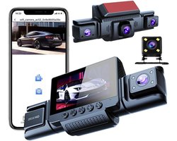 Dashcam Auto 360 graden - 4 camera's, 1080p Full-HD,met 64 GB SD-kaart, wifi, nachtzicht, G-sensor, bewegingsdetector, 3 inch IPS-display, waterdicht, loop-opname, trigger bij ongevallen