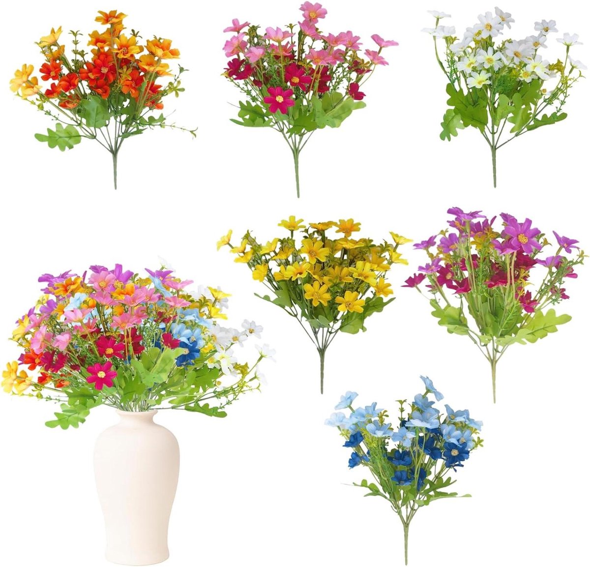 EGoods - Kunstbloemen bundel - Zijde bloemen voor binnen en buiten - UV-bestendig - Tuindecoratie - 6 kleuren