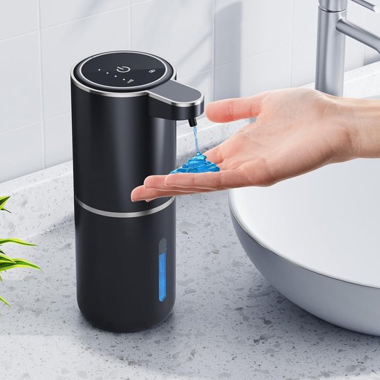 Automatische zeepdispenser, 300 ml, elektrische automatische zeepdispenser met sensor met USB-opladen, voor badkamer, keuken, toilet, zwart