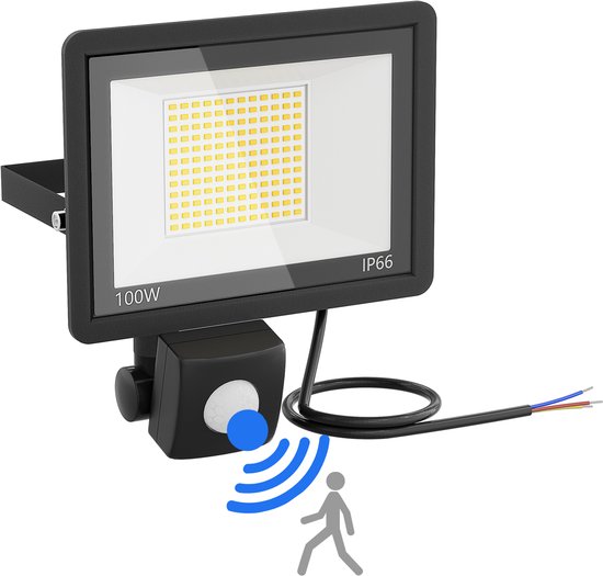 100 W 10000 LM buitenspot, LED-schijnwerper, IP65 waterdicht, 6500 K, daglichtwit, buitenveiligheidslamp, extra plat, schijnwerper, LED-spot, voor buiten, voor tuin, garage, binnenplaats, sportveld