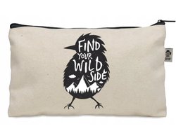 Beige toilettasje 'Find Your Wild Side' met Berg & Vogel print