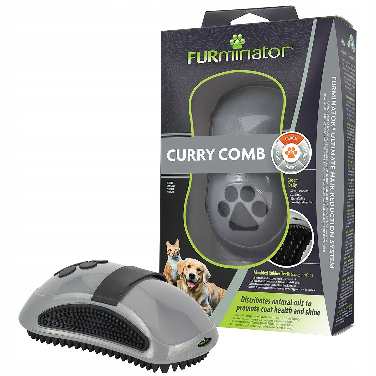 Furminator Curry Comb: Gummen Zgrzebło dla Psa en Kota