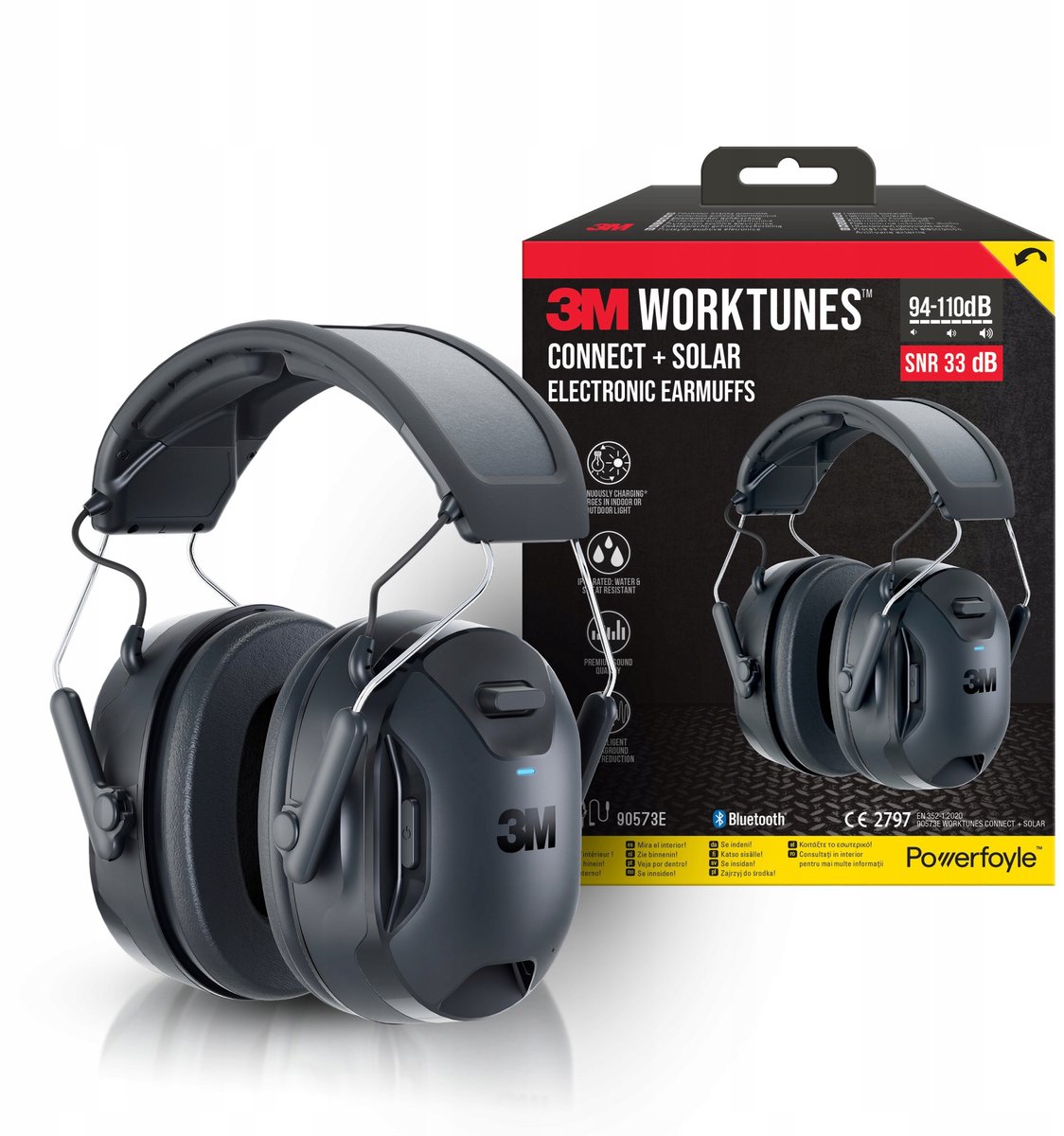 3M™ WorkTunes™ Connect en Solar draadloze gehoorbeschermer met Bluetooth®-technologie 90573E-1