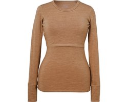 Boob Design - Voedingsshirt met Lange Mouwen- Met voedingstoegang - Merino Wol – Bruin Melange – Maat L