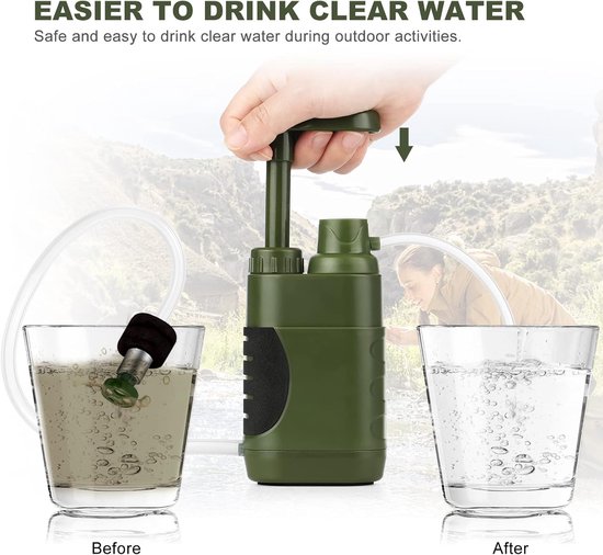 Waterfilter Kampeerwaterfilter, Outdoor Survival Waterfilter, BPA-Vrij, Buitenpomp met opbergtas Buitenwaterfilter, voor drinkwater voor noodgevallen, overleving, kamperen, reizen, vissen, verlevingsuitrusting, Water Filtersysteem - Cyslmuk® van Cyslmuk® — afbeelding 5