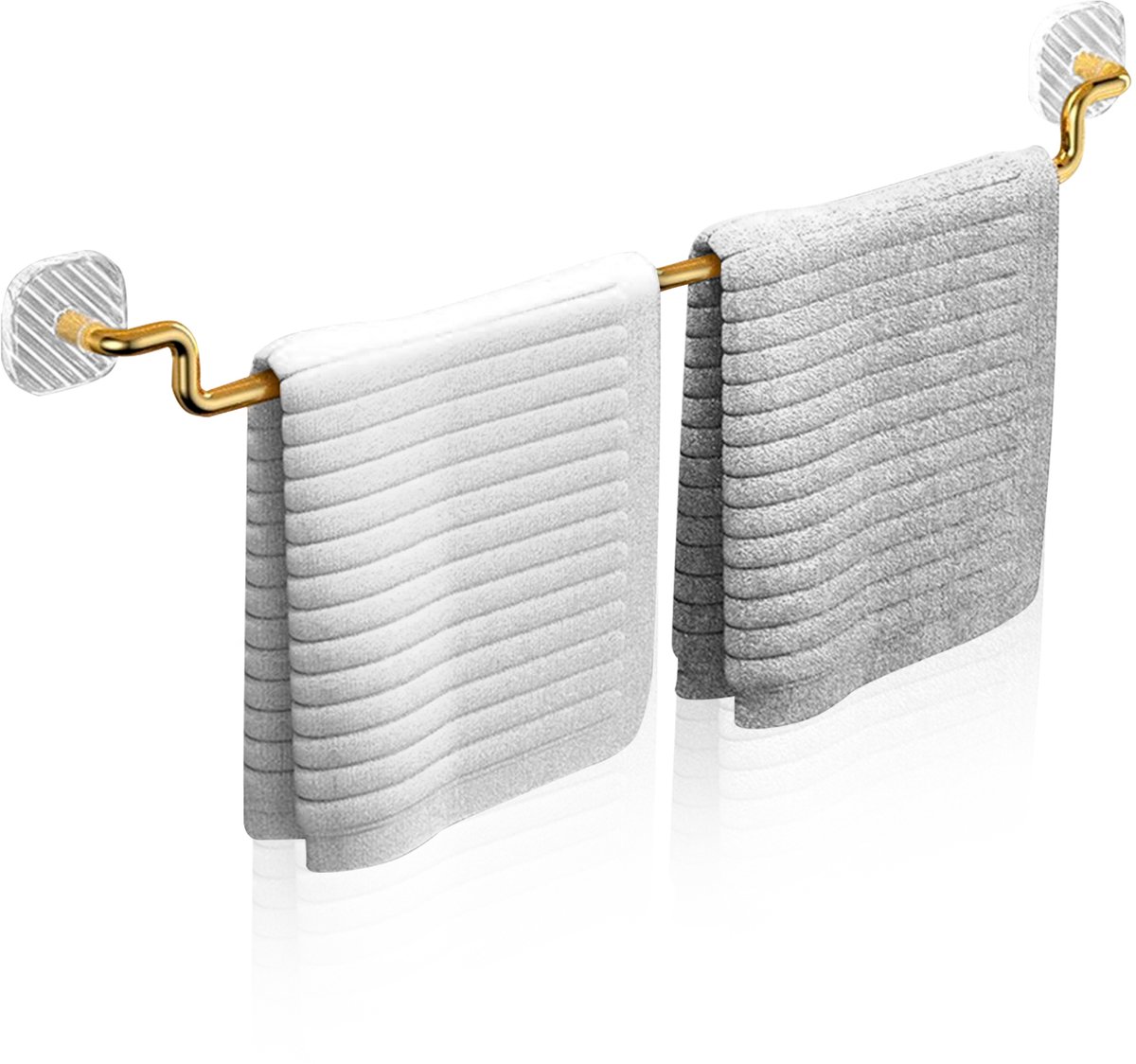 Velox Goods VL‑533 Handdoekrek – 60 cm Goudkleurige Handdoekhouder – Zelfklevend & Zonder Boren – RVS Badkamer & Keuken Handdoekenrek – 20 kg Draagkracht