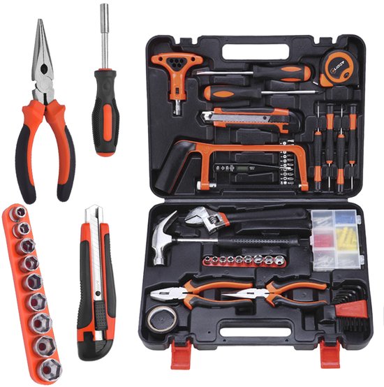 Sac à outils CHIWIN 82 pièces – Coffret complet d'outils avec étui – 82 Outillage à main pour les réparations domestiques – Ergonomique et durable