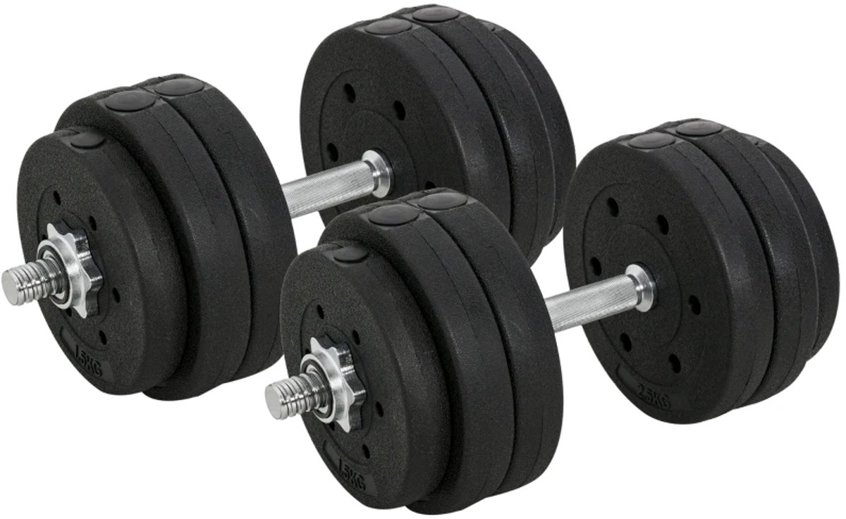 Verstelbare Dumbbells 30 KG - Dumbbell - 4kg t/m 30kg - Gewichten Set met Schijven - Halterset - Dumbbell Set - Krachttraining - Fitness - Gym - Geschikt voor Beginners en Professionals - Zwart