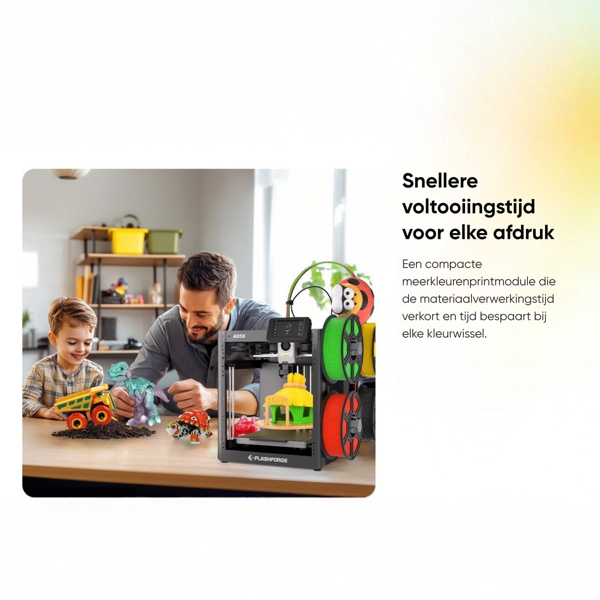 Flashforge Adventurer 5X High-Speed Multi-Color 3D Printer Touchscreen - Intelligent Filament Systeem - 4 Spoelen - 600mm/s – CoreXY – 220×220×220mm – WiFi — afbeelding 6