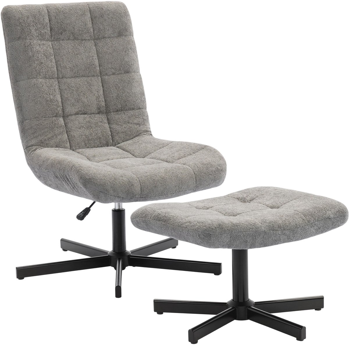 HOMCOM-Relaxfauteuil met voetenbank - Fluweel (100% polyester) - 66x80x104cm - Grijs