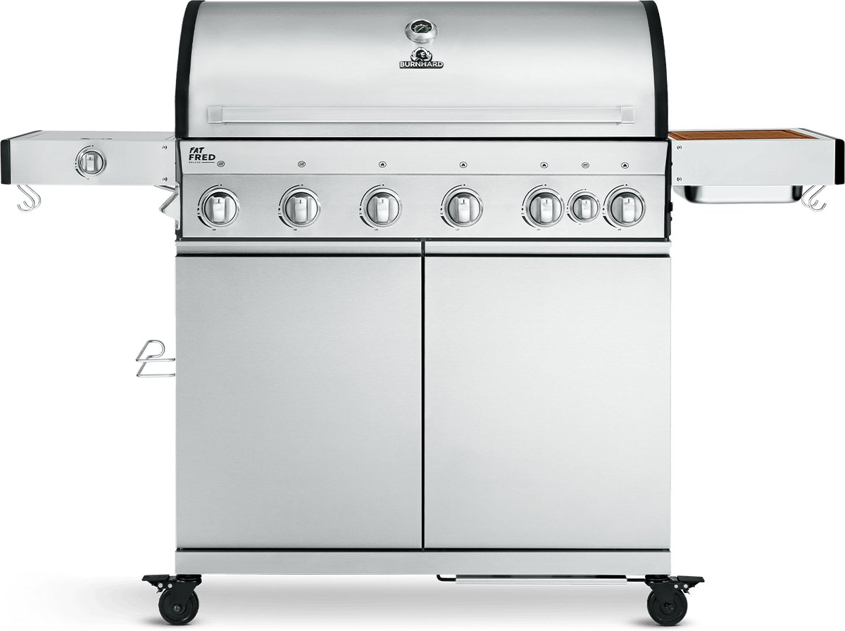 BURNHARD® Gas BBQ Fat FRED | 6-Brenner Gasgrill Deluxe - Series 3 - NL - mit Gusseisen-Ros