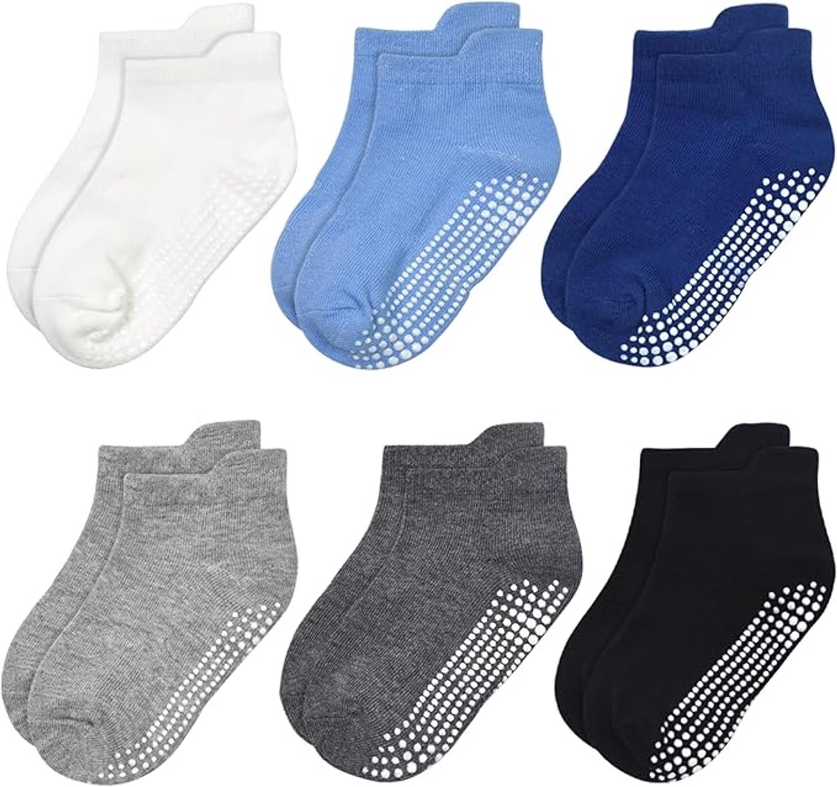 6 Paar Baby Sokken (3-5 jaar) - Newborn Sokken - Antislip Sokken - Elastische Enkelsokjes - voor Baby's Peuter - Antislip Babysokken voor Jongens - Sportsokken - Zacht en Ademend