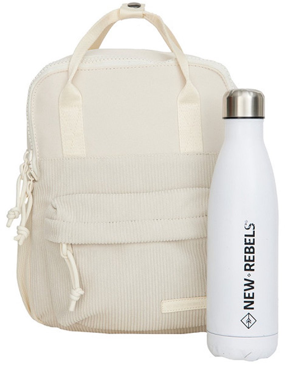 New Rebels Ribbi Juno Handel Backpack mini – Ribstof 900D Polyester 13L Lichtgewicht & Comfortabel – 23x10x31 cm – Dames & Heren Rugzak Beige – foto 4