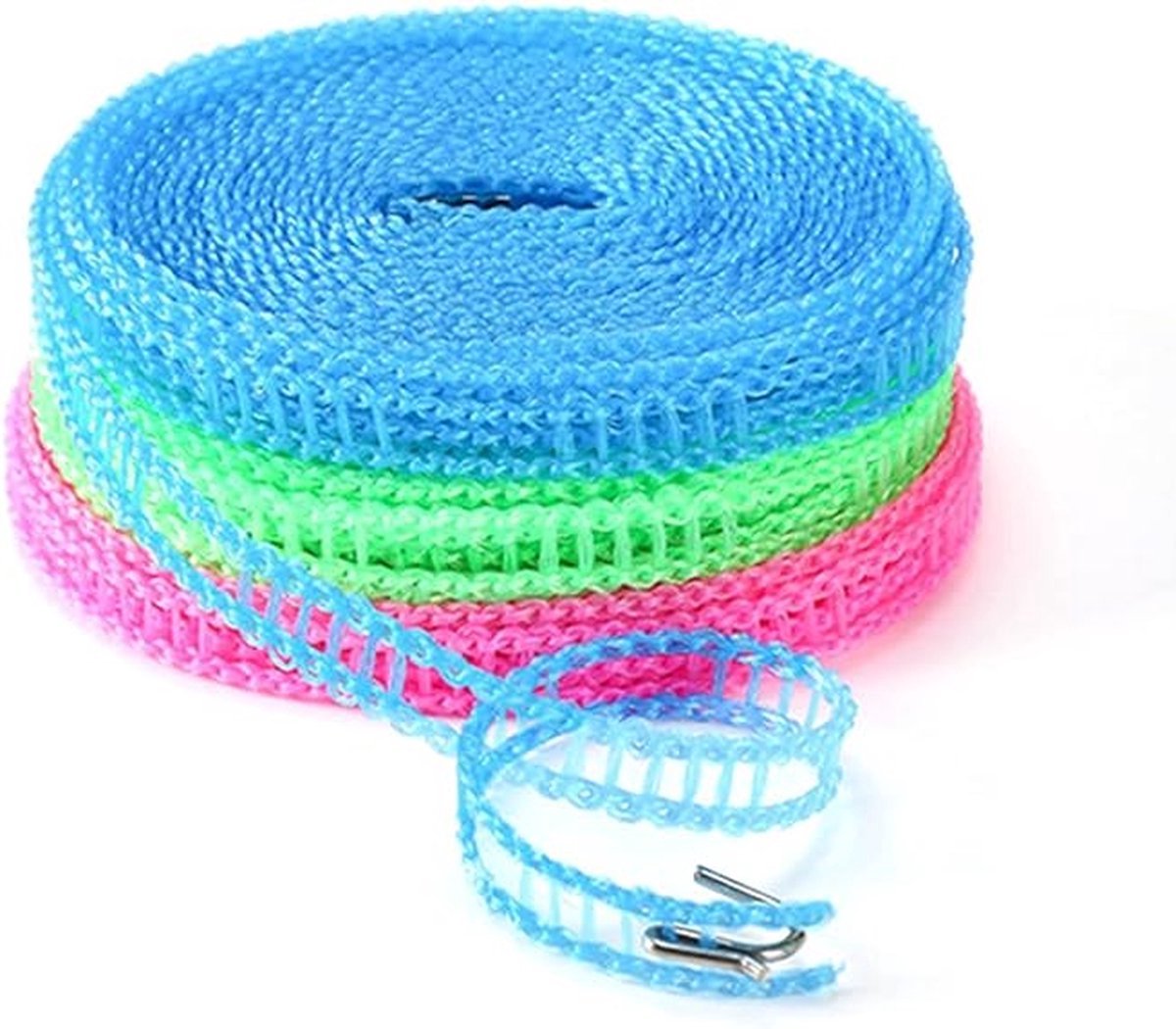 3 stuks - Waslijn - Waslijndraad - Wasdraad - 5M - blauw,groen,roze - kunststof