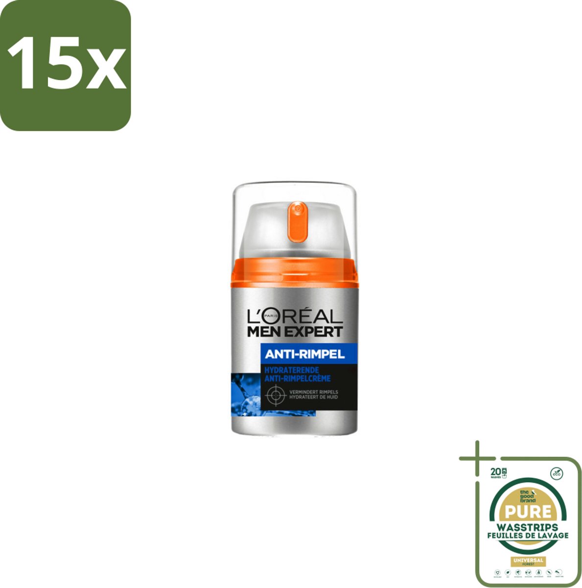 15 x L'Oréal Men Expert Stop Rimpels Dagcrème 50 ml - Grootverpakking - Anti-rimpel Crème - Anti-aging Crème - Rimpels Stoppen - Huidveroudering - Dagcrème Mannen