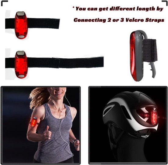 LED Fiets Achterlicht (4 Stuk) - Stroboscoop + Clip-op + Reflecterend - Veiligheidslamp / Fietsaccessoire / Hardloper Lamp / Honden Veiligheidslicht - Ideaal voor Fietsen, Wandelen, Rennen & Nachtveiligheid — afbeelding 5