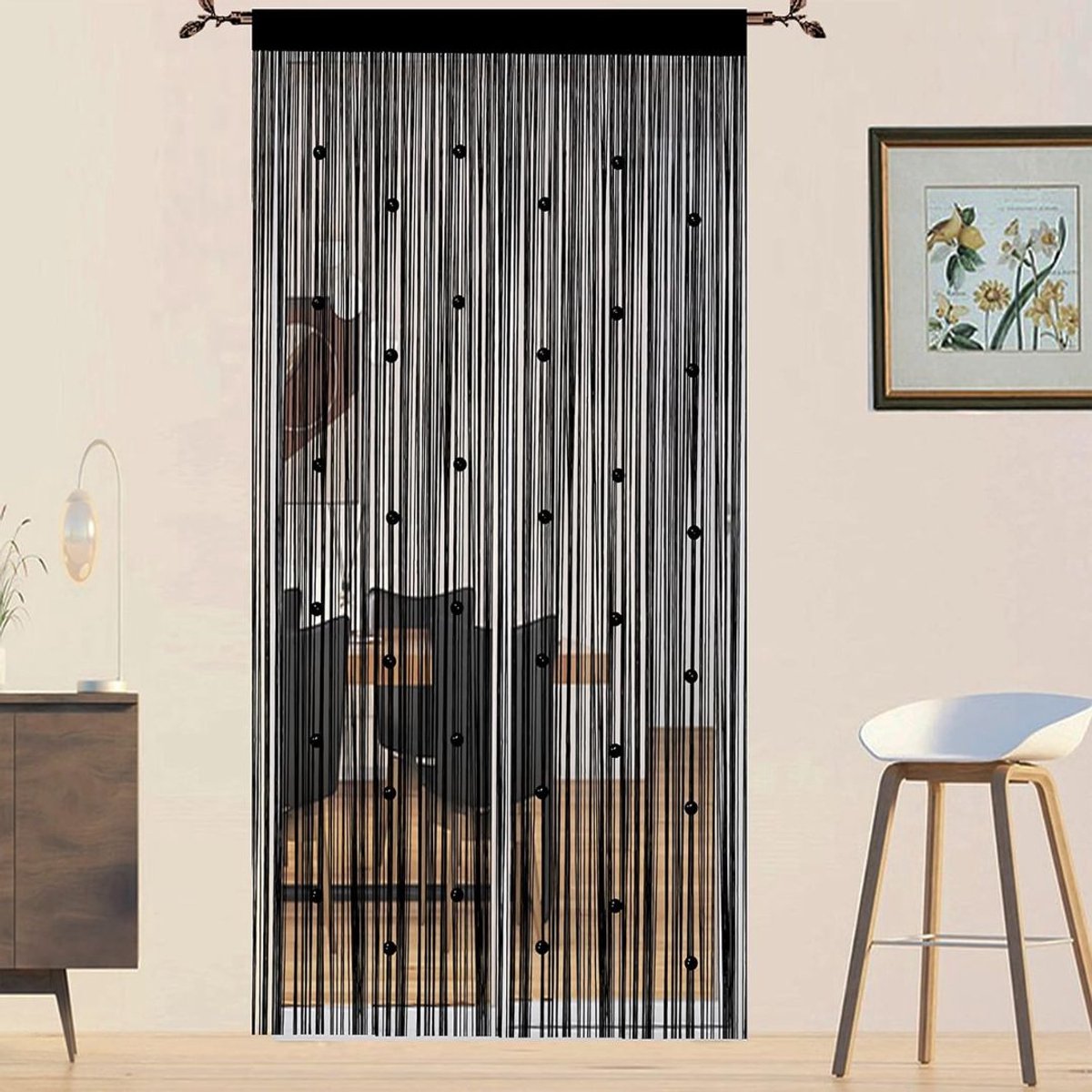 VH Supplies® Vliegengordijn Kralen - Kralengordijn - Deurgordijn - 90 x 200 cm - Zwart