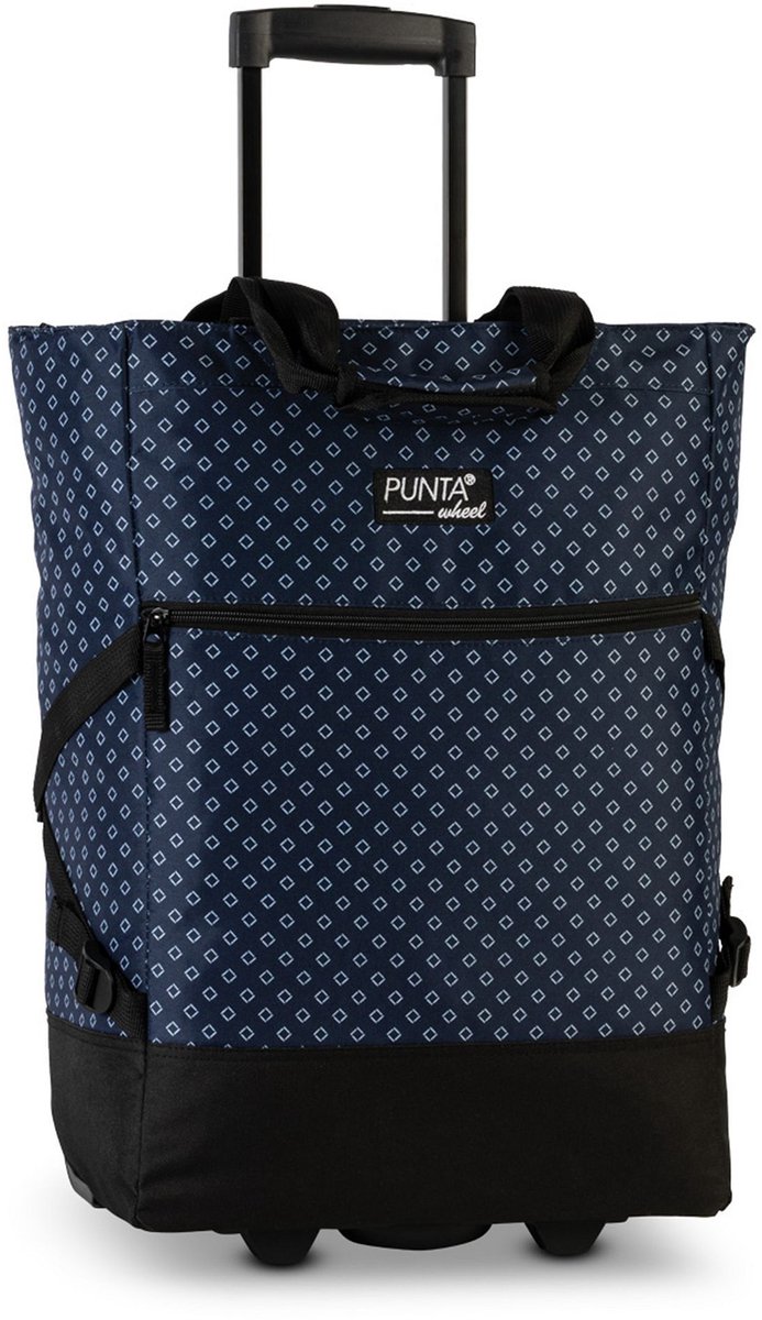 Punta Wheel Trolley Shopper Blauw/Zwart met Patroon