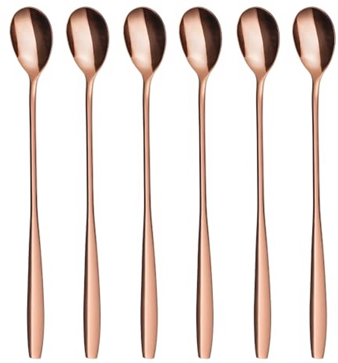 Longdrinklepels set van 6 - Roestvrij staal en trendy kleur