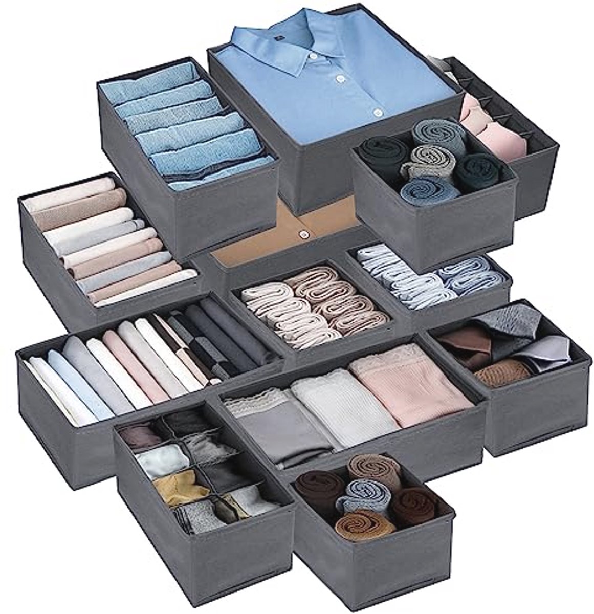 Opbergsysteem voor ondergoed en kleding - Set van 13 lade-organisers