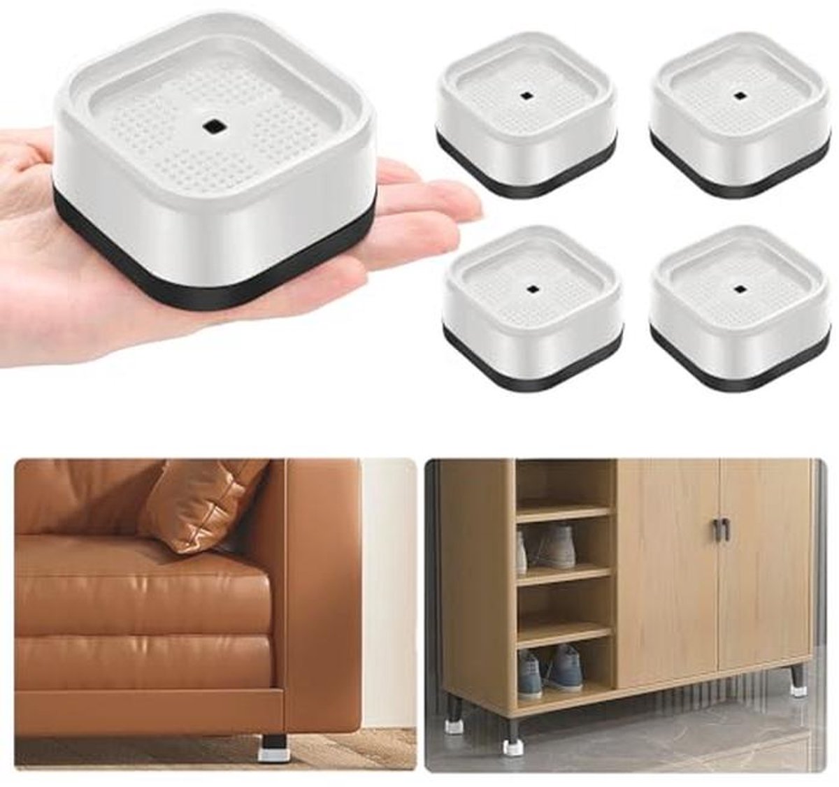 Meubelverhogers Set van 4 - Verstelbare Hoogte 1-3 Inch voor Bed, Tafel, Stoel, Bank