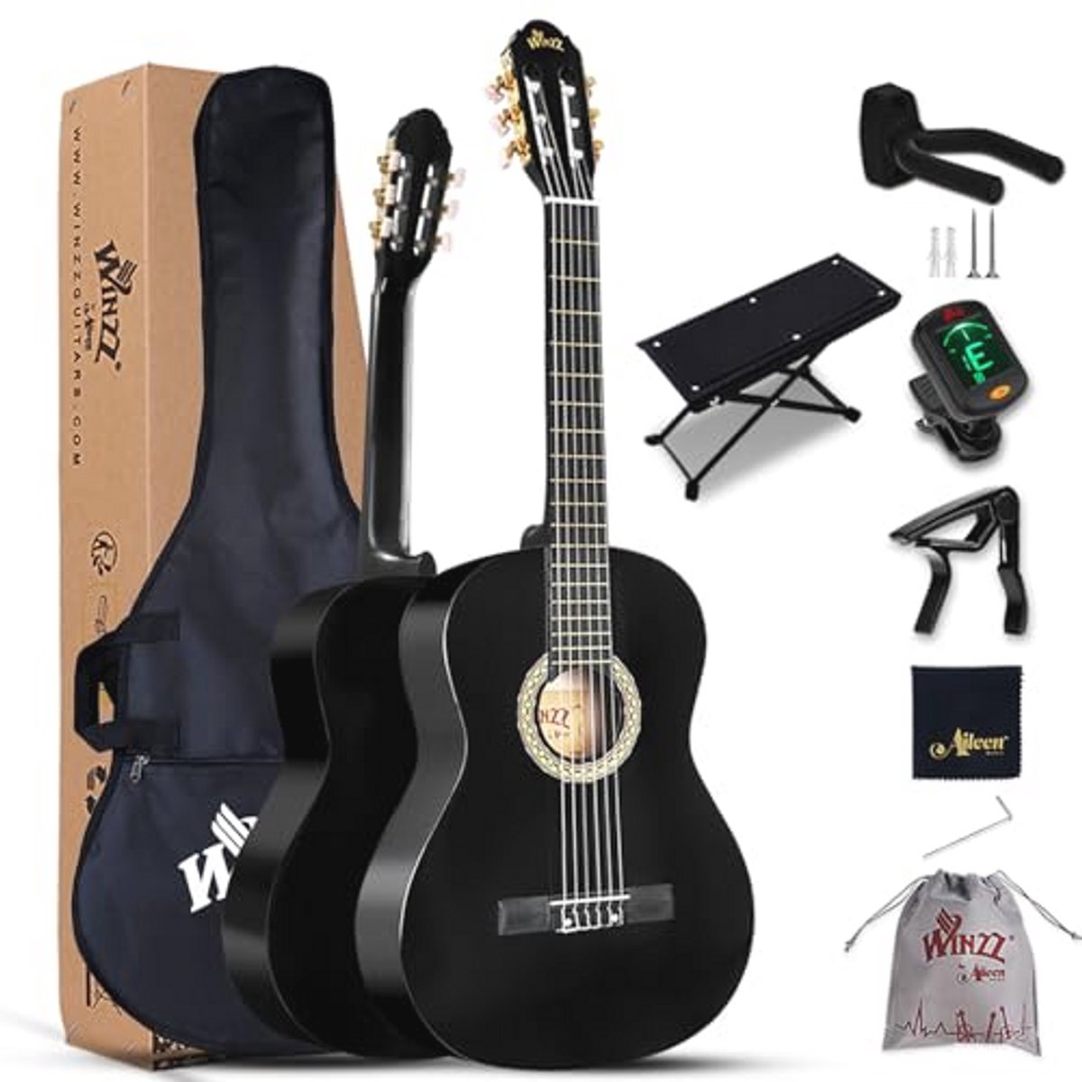 Klassieke Gitaar Volledige Maat Nylon-Snaren Beginnersset met Accessoires